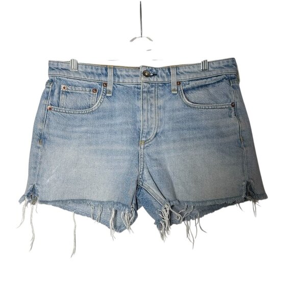 Rag & Bone Dre Low-Rise Denim Shorts in Dagger Blue Wash Size 27 Jean Shorts - Picture 1 of 12